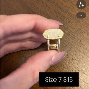 Kendra Scott Gold Druzy Ring with White Sparkle